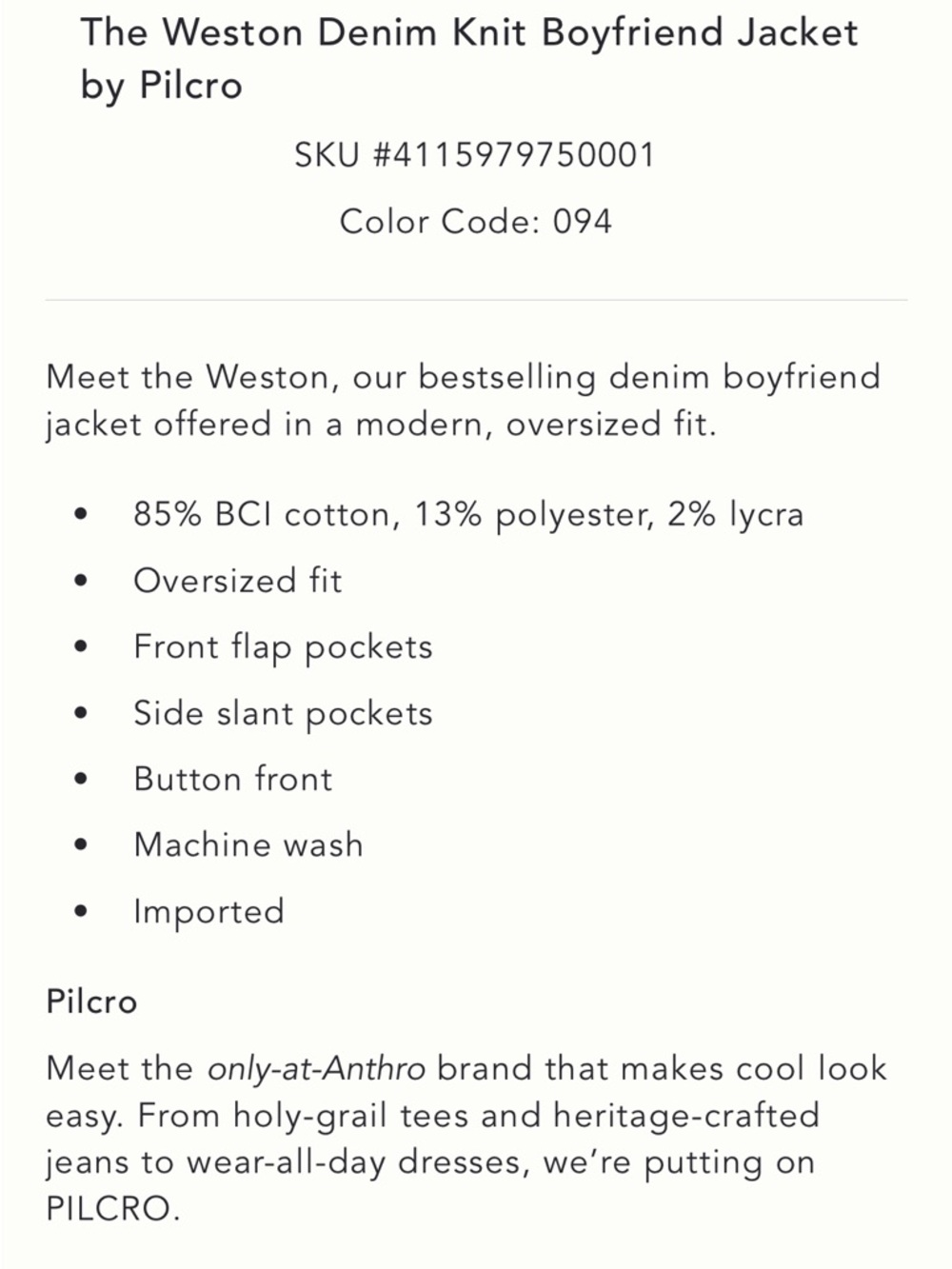 Anthropologie The Weston Denim Knit Boyfriend Jacket by Pilcro - Picture 7 of 7